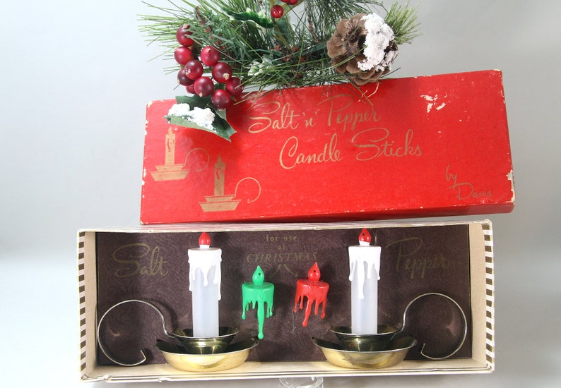 Vintage 1950s Christmas Salt and Pepper Candle Stick Shakers Etsy