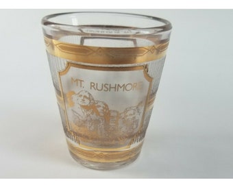 Vintage Culver Mt Rushmore Shot Glass Jigger 22K Gold Souvenir