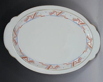 Vintage Weimar Serving Platter Scalloped Germany Gold Trim