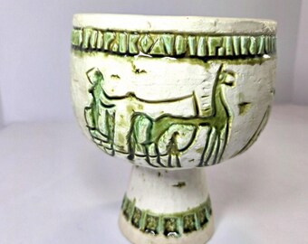 Vintage The Odyssey Chariot Lefton Pedestal Console Bowl, Planter, Chalice Mid Century #5164 Greek Mythology