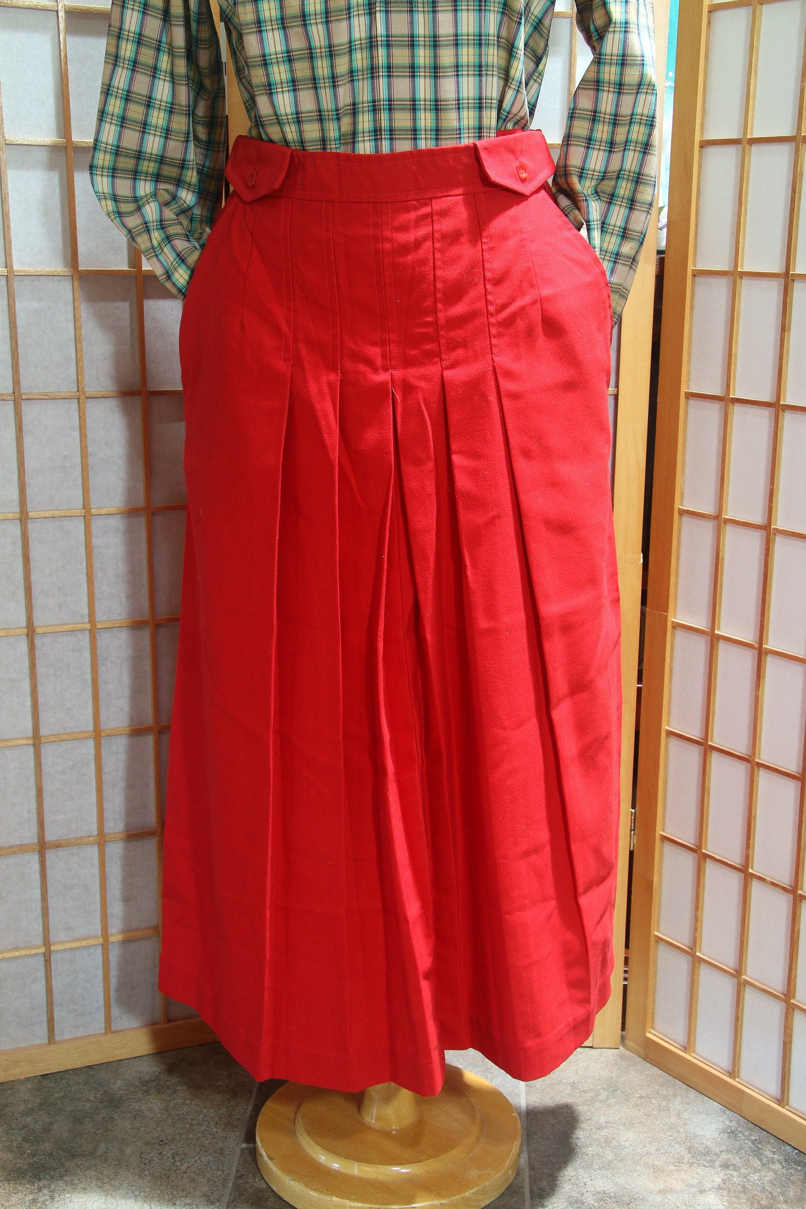 Vintage Size 12 JG Hook Skirt Red Mid Length 1980s Flaired Etsy