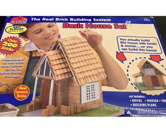 DIY KIT Vintage U Brick It Easy to Build Deluxe Doll House Set, Real Ceramic Bricks and Mortar #98012