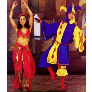 UNCUT S-M Mens Womens Teens  31.5-36 Bellydancer Jester Halloween Costume Pattern Jumpsuit Dress, Simplicity 2814 2814 / P242 Hat