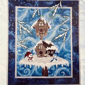 DIY UNCUT Snowbirds Birdhouses Winter Quilted Wall Hanging PATTERN #611, Sunset Silhouette Designs by Carol Robinson 20 x 24