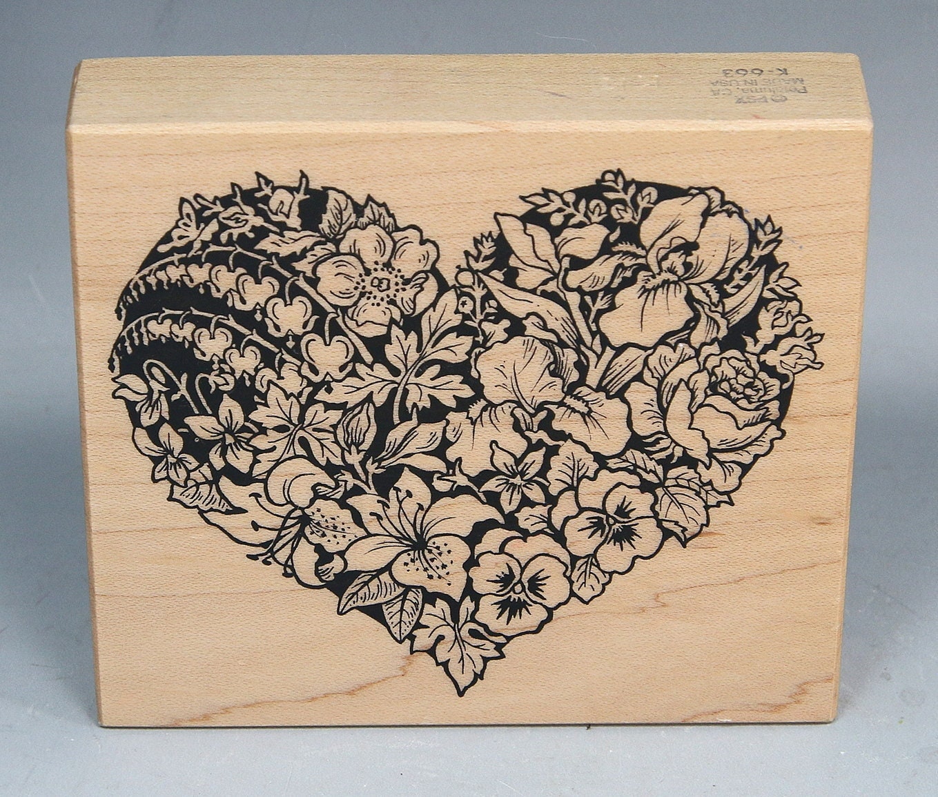 PSーLOVE DIY PSX Floral Heart Rubber Stamp, K-663, Love, UNUSED