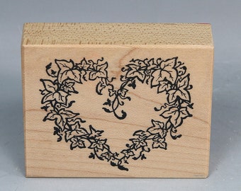 DIY Vintage PSX Heart English Ivy Wreath, Rubber Stamp, G-1251, Love Valentines Day, Personal Stamp Exchange