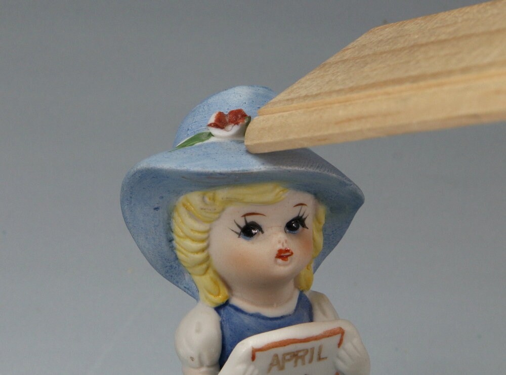 April Topper Vintage April Birthday Blonde Girl With Squirrel Cake Topper, Enesco - Etsy