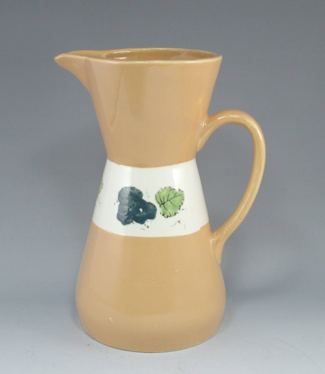 Bone Inlay Rice Pitcher Primitive Vintage Primitive Pitcher Glazed Hand Painted Leaves Japan, Fathers Day ...