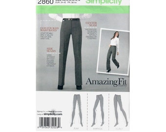 UNCUT 8, 10, 12, 14, 16 Amazing Fit Pants Trousers PATTERN, Simplicity 2860 Slim, Curvy, Average, Fitting Instructions,