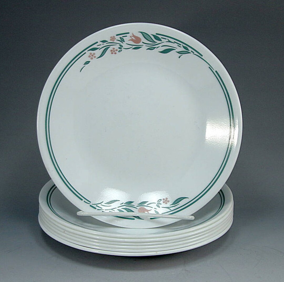 4 Vintage Corelle Bread Plates Rosemarie Dessert Tulips Gift Etsy