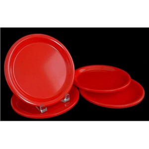 6 Vintage Ingrid Chicago Red Dinner Plates 12 Inch Trays Shatterproof, MCM, Melamine Melmac Mid Century Modern Gift