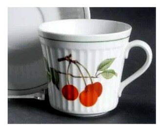 3 Vintage Royal Worcester Shelton Orchard, Tea Cup Mug, Made in England, Fruit Cherry Cherries Grapes Ridges