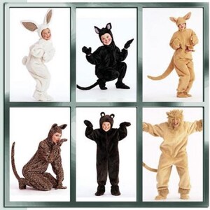 DIY ADULT Unisex Misses Men SMALL 31.5 - 32.5 Cat, Kangaroo, Bear, Bunny Rabbit, Couple Group Family Halloween Costumes Pattern McCalls 8953
