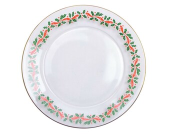 Vintage Mug and Arcoroc Salad Plate, Holly and Ribbon Christmas Clear Arby's Gold Cup
