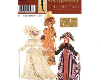 Barbie UNCUT 1890s Turn of the Century Doll Historical  Costumes 1900s Pattern, Hats, Bustles, Parasol Collectors Club, Simplicity 9522