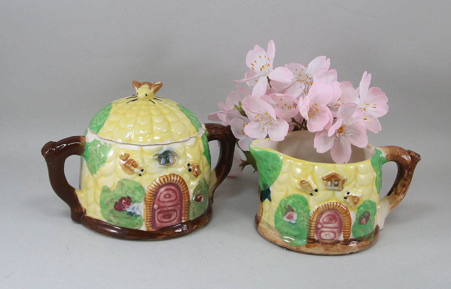 Vintage Honey Bees Hive Cottage Creamer and Sugar Bowl Japan Etsy