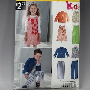 DIY Size 3 - 8 Boys, Girls, Pull On, Pants, Lined Jacket, Vest, Dress, Jumper, Pocket, Cuffs, School Wardrobe New Look A6257 PATTERN