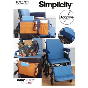 DIY Easy Wheelchair Adaptive Accessories Armrest Organizer Cover, Footrest, Calf Stop,  Bottle Holder, Simplicity 9492 Sewing Pattern
