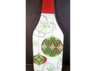 Ganz Christmas Wine Bottle Glass Trivet Cheese Platter Holiday Tree Ornaments, Cutting Board