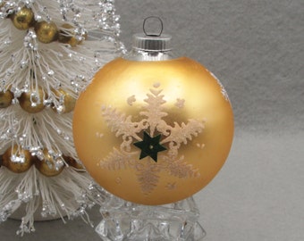 VINTAGE  Snowflakes Star Gold Silver MICA Rare West Germany Christmas Ornament Shiny Brite