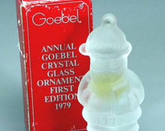 Vintage Santa Claus German Ornament Goebel 1979 Frosted Glass 3 Inch