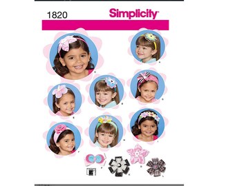 DIY UNCUT Little Girls Hair Accessories PATTERN Floral Fun Ribbon Flowers Headbands Simplicity 1820