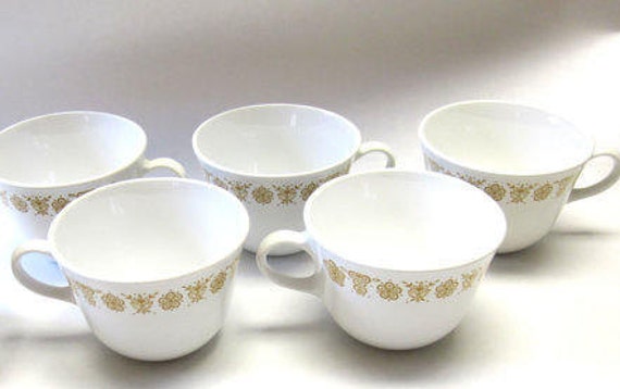 4 Vintage Mugs Butterfly Gold Corelle Floral Etsy