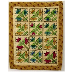 Vintage Hand Quilted Miniature Floral Stamped Quilt