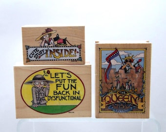 DIY Vintage Mary Engelbreit Rubber Stamps The Queen of Everything or Dysfunctional All Night Media 850H, 927F