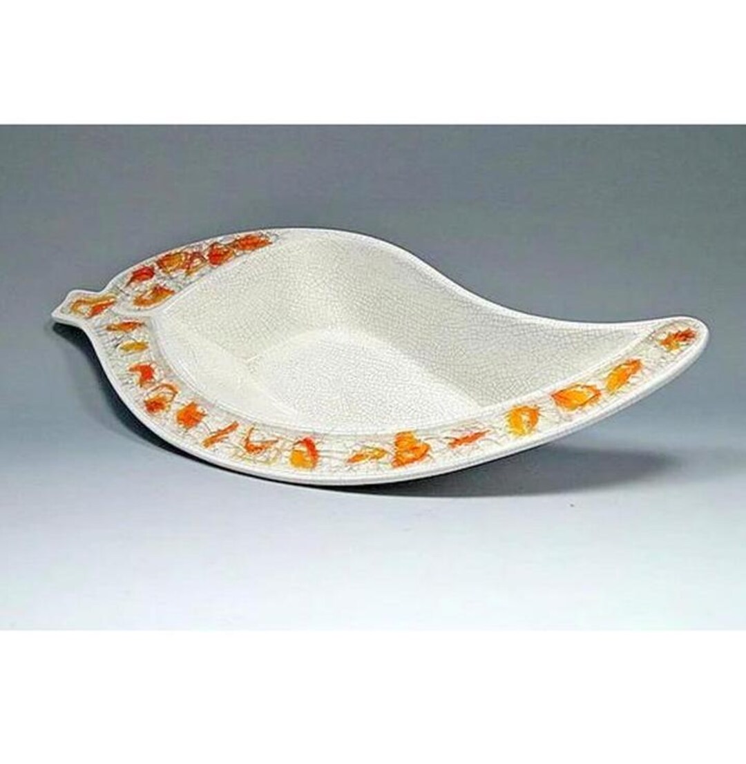 Vintage Atomic Console Mantle Bowl, Glass Inlay Paisley, Mid Century ...