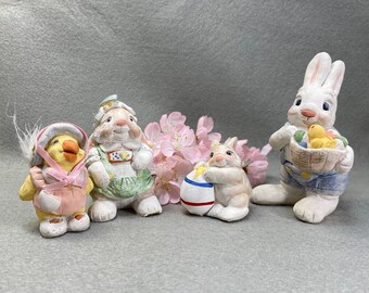 4 Vintage Easter Bunny Chick Kristen Bunnies Cast Art Spring Bunnies