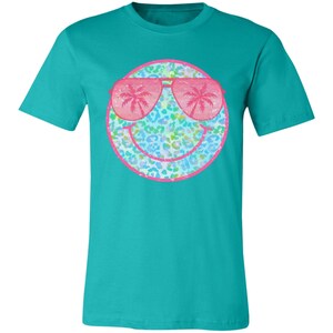 Sunglasses Leopard Smiley Bella Canvas Tee