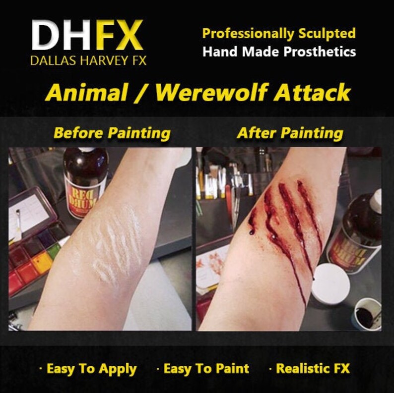 Animal Werewolf Attack 3D Bondo Transfer Prosthetic Latex free Cosplay DHFX