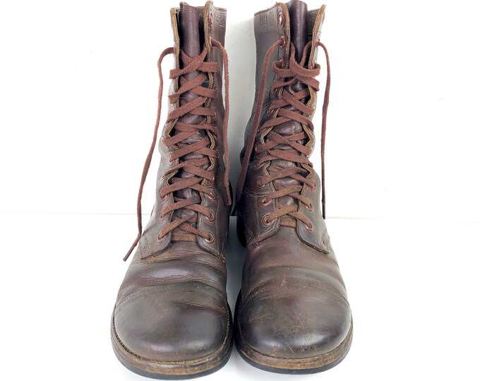 50s Combat Boots Endicott Johnson Tall Brown Leather Boots Men's 9.5 R ...