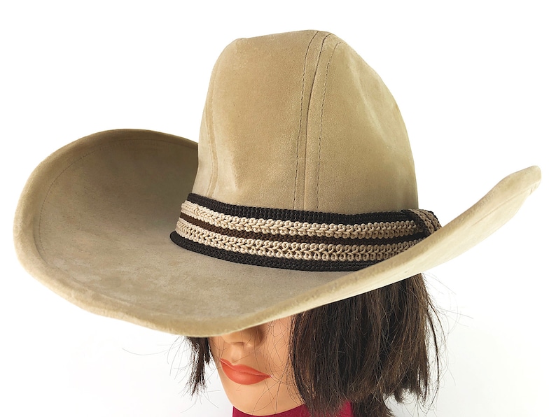 Yellow Tan Wool Felt Hat Western Hat Size Medium Shapeable Wire Brim Vintage Cowgirl Hat 10 Gallon Cowboy Hat Crochet Knit Hat Band