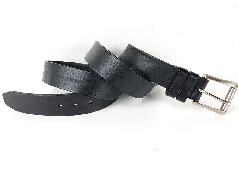 Distressed Leather Belt Guatemala 90s Vintage Black Dockers Belt Size 44 Rugged Textured Black Boho Belt with Silvertone Roller Buckle