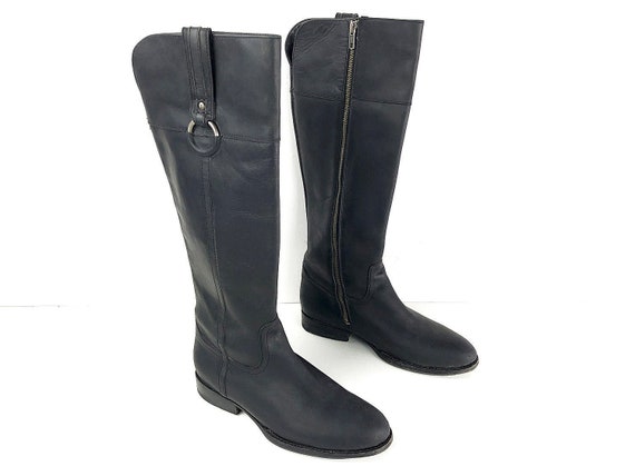 black leather frye boots