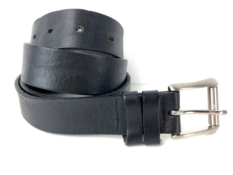Distressed Leather Belt Guatemala 90s Vintage Black Dockers Belt Size 44 Rugged Textured Black Boho Belt with Silvertone Roller Buckle