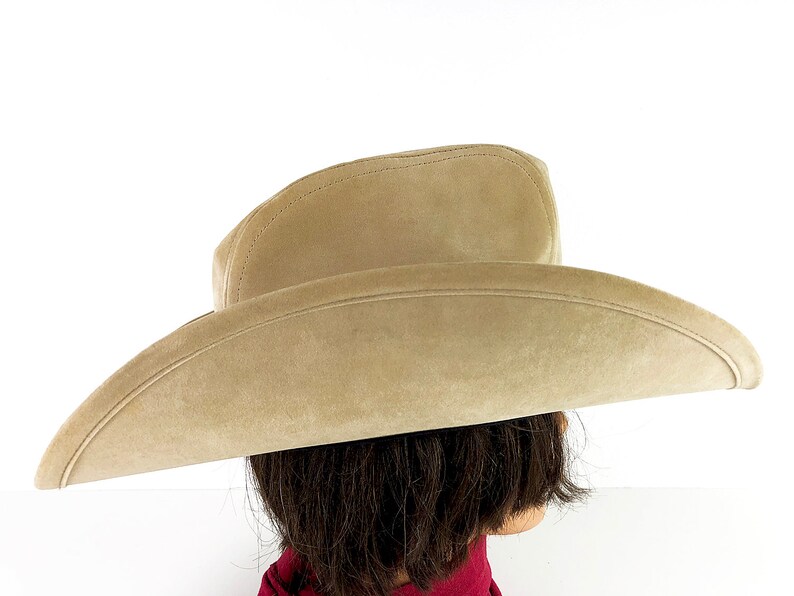Yellow Tan Wool Felt Hat Western Hat Size Medium Shapeable Wire Brim Vintage Cowgirl Hat 10 Gallon Cowboy Hat Crochet Knit Hat Band