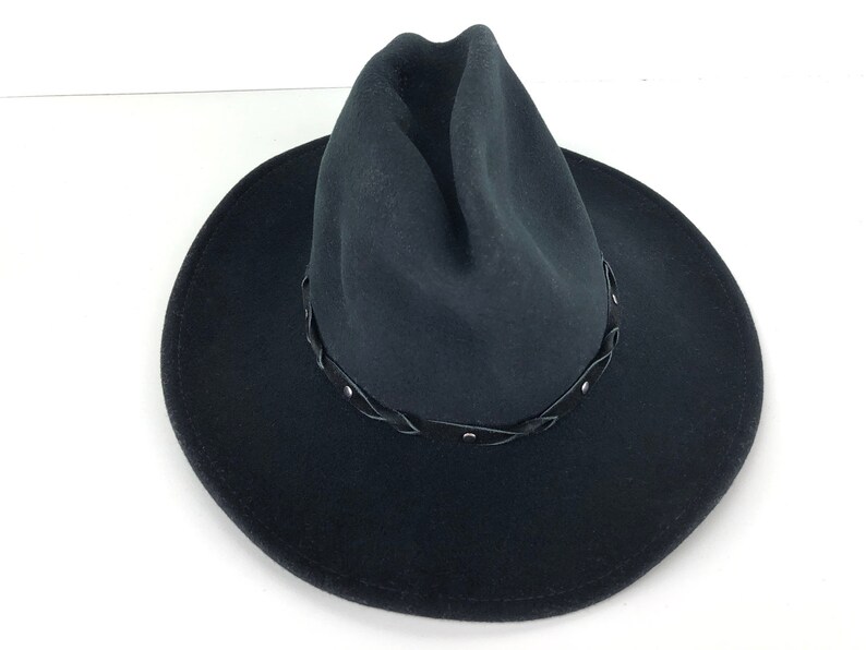 MEN/'S BRONER BLACK GAMBLER STYLE WESTERN COWBOY HAT 100/% WOOL FELT FLEX BRIM NEW