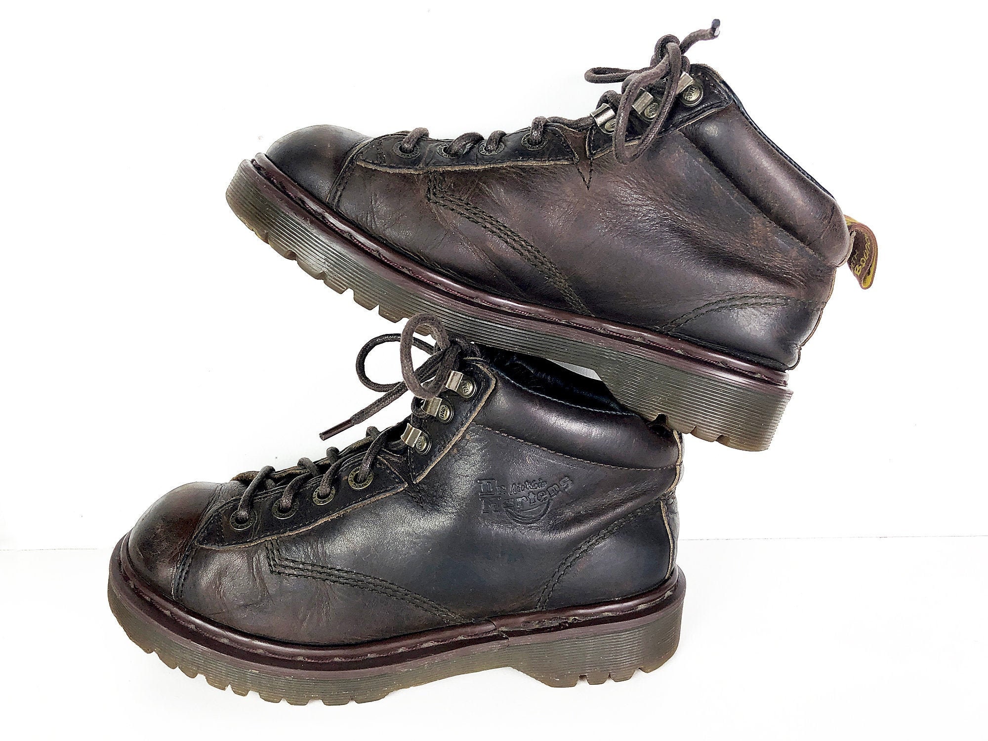 Doc Martens Hiking Boots Distressed Dark Brown Dr Martens Etsy
