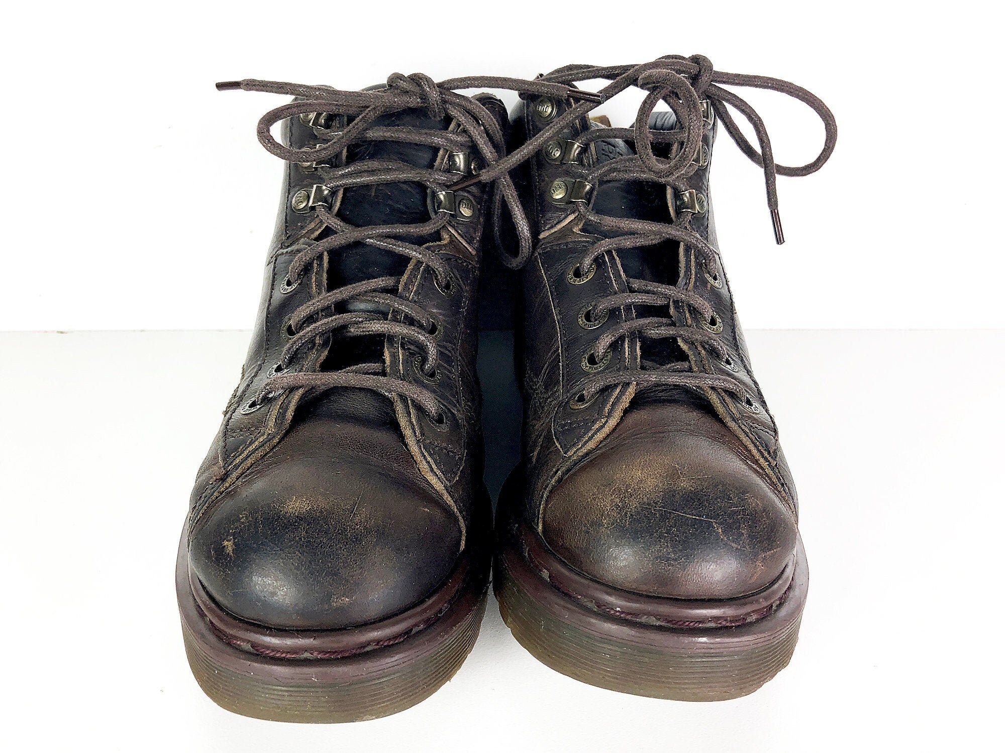 Doc Martens Hiking Boots Distressed Dark Brown Dr Martens Etsy