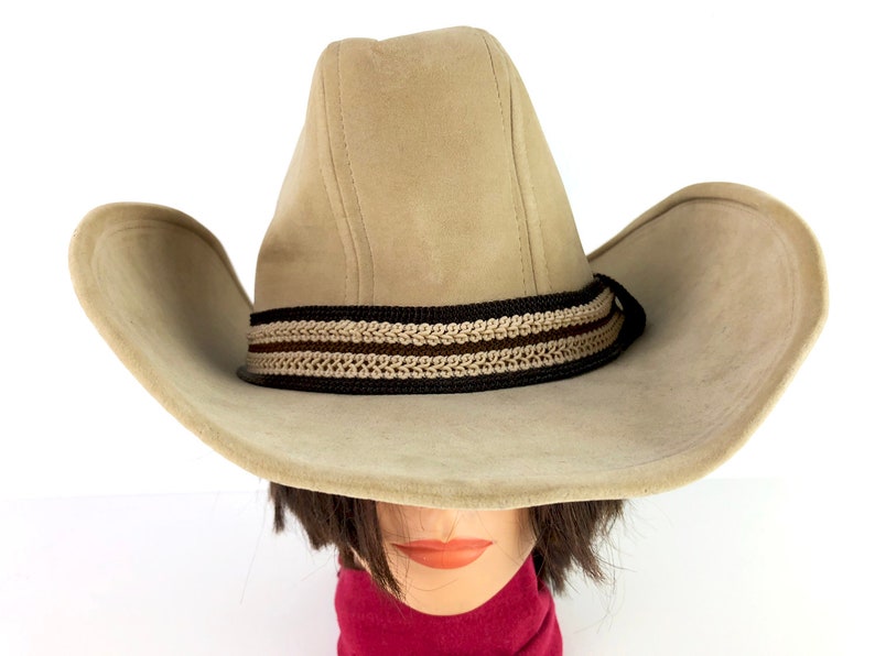 Yellow Tan Wool Felt Hat Western Hat Size Medium Shapeable Wire Brim Vintage Cowgirl Hat 10 Gallon Cowboy Hat Crochet Knit Hat Band