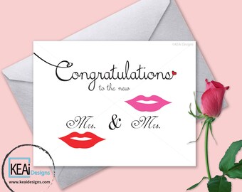 Love is Love // LGBTQ+ Wedding Congratulations // Gay Wedding Congratulations Card // Bride + Bride Wedding Card / DIY Wedding - KEAiDesigns