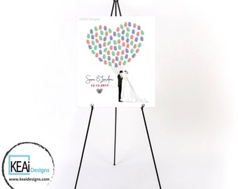 Wedding Guestbook alternative // Thumb print Wedding Guestbook // Guestbook alternative idea on Poster // Wedding - KEAiDesigns