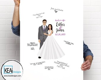 Custom Illustration for Wedding // Customize Couple Portrait // Personalized wedding gift // Wedding Guestbook // Wedding - KEAiDesigns