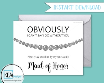 Will You Be My Maid of Honor INSTANT DOWNLOAD / Maid of Honor Proposal Card / Ask Maid of Honor / Pearls Maid of Honor / DIY Wedding - KEAi