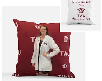 Texas Women's University Picture Throw Pillow // Customize University Throw Pillow // Graduation Gift Throw Pillow // Grad Gift -KEAiDesigns