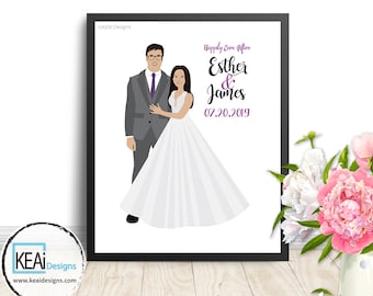 Custom Illustration for Wedding // Customize Couple Portrait // Personalized wedding gift // Wedding Guestbook // Wedding - KEAiDesigns