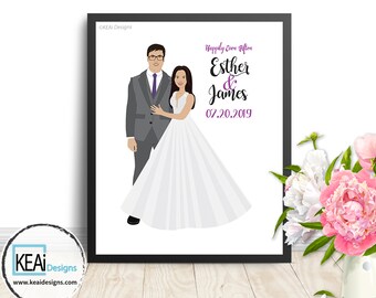 Custom Illustration for Wedding // Customize Couple Portrait // Personalized wedding gift // Wedding Guestbook // Wedding - KEAiDesigns